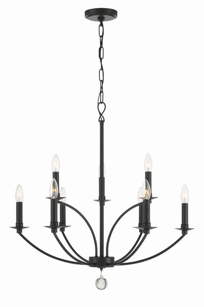 Mila 9 Light Black Chandelier Chandelier Crystorama