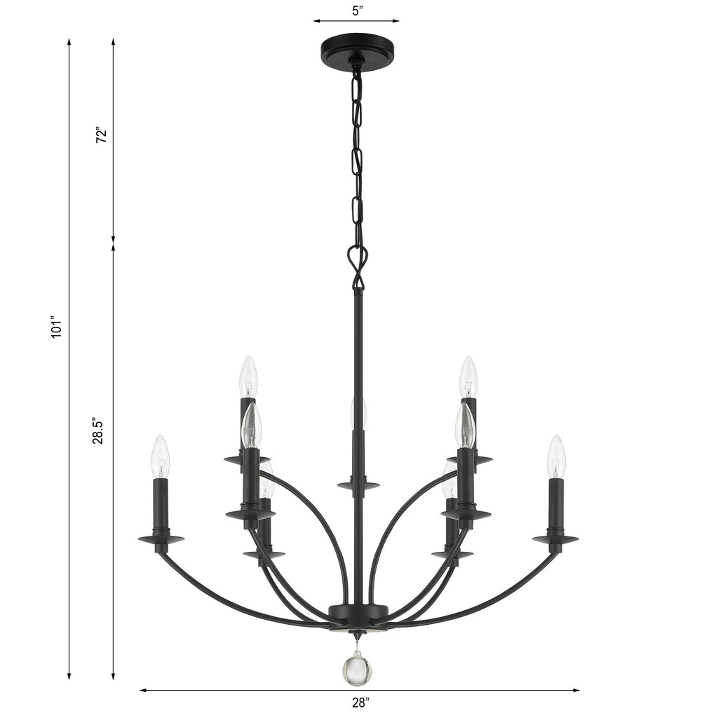 Mila 9 Light Black Chandelier Chandelier Crystorama