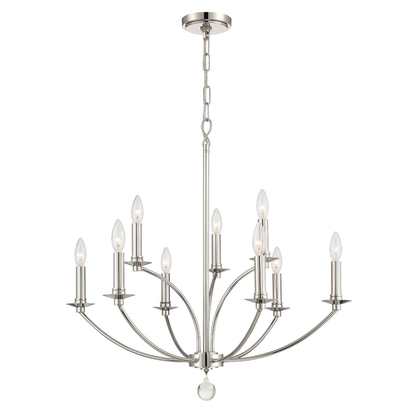 Mila 9 Light Polished Nickel Chandelier Chandelier Crystorama