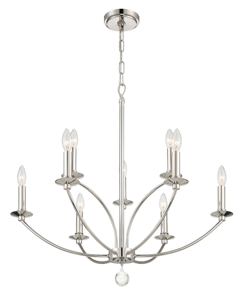 Mila 9 Light Polished Nickel Chandelier Chandelier Crystorama