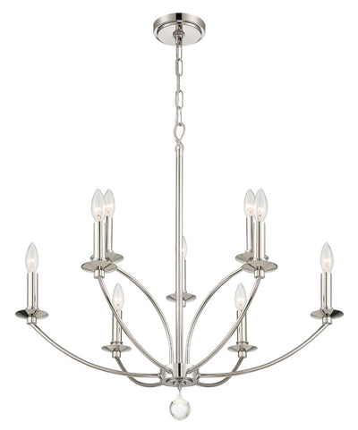 Mila 9 Light Polished Nickel Chandelier Chandelier Crystorama