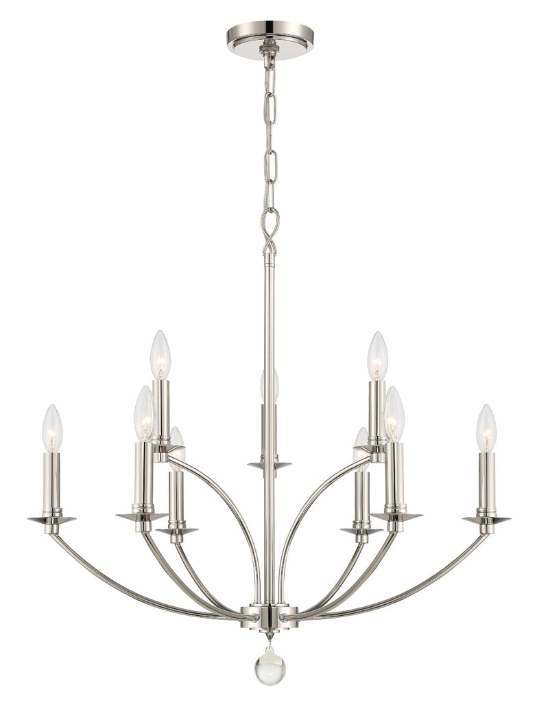 Mila 9 Light Polished Nickel Chandelier Chandelier Crystorama