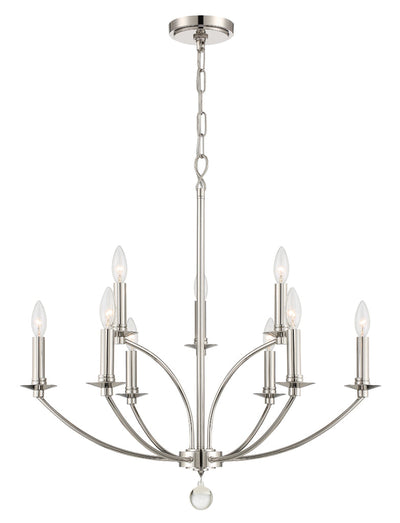 Mila 9 Light Polished Nickel Chandelier Chandelier Crystorama