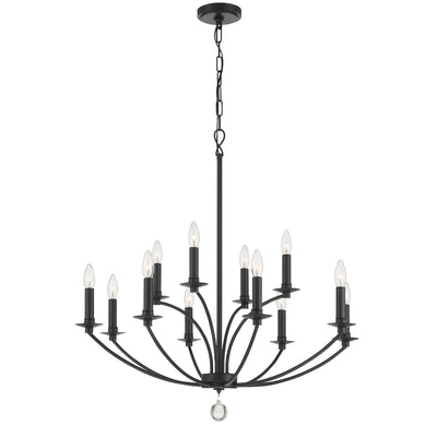 Mila 12 Light Black Chandelier Chandelier Crystorama