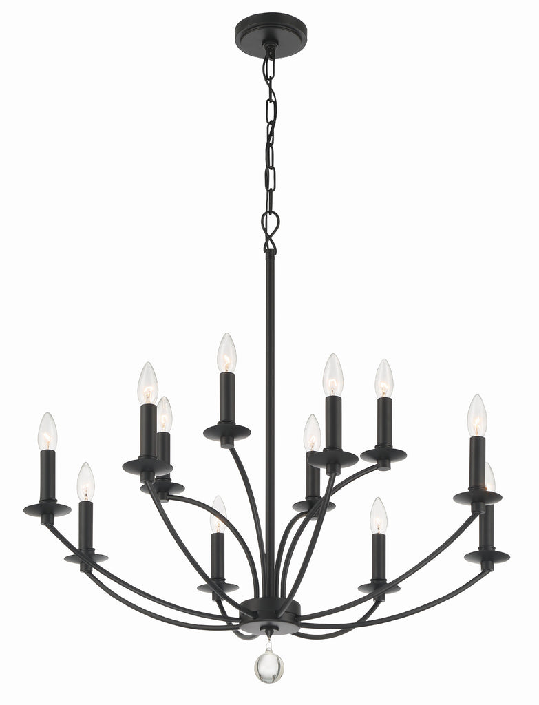 Mila 12 Light Black Chandelier Chandelier Crystorama