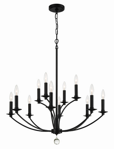 Mila 12 Light Black Chandelier Chandelier Crystorama