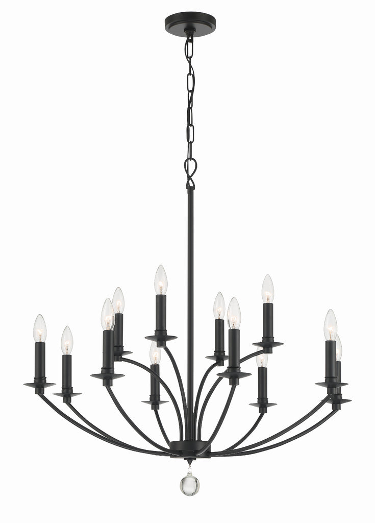 Mila 12 Light Black Chandelier Chandelier Crystorama