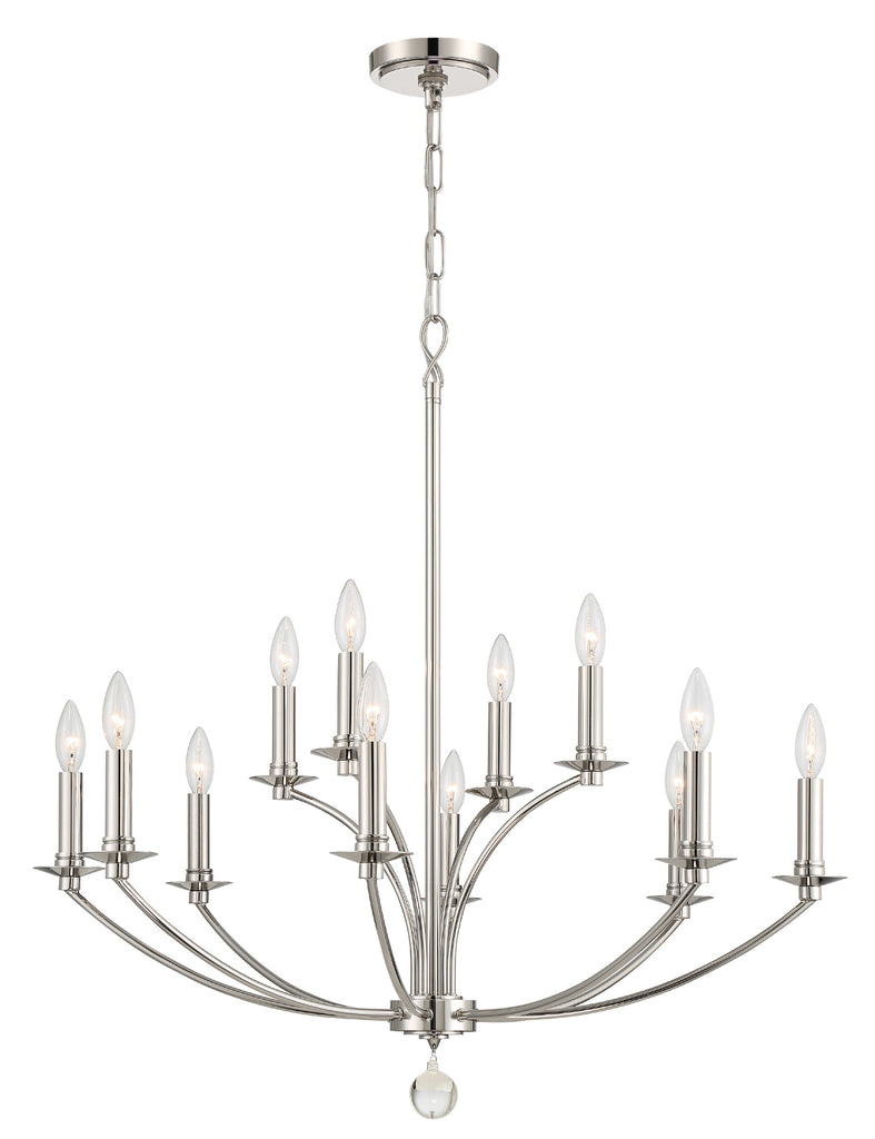 Mila 12 Light Polished Nickel Chandelier Chandelier Crystorama