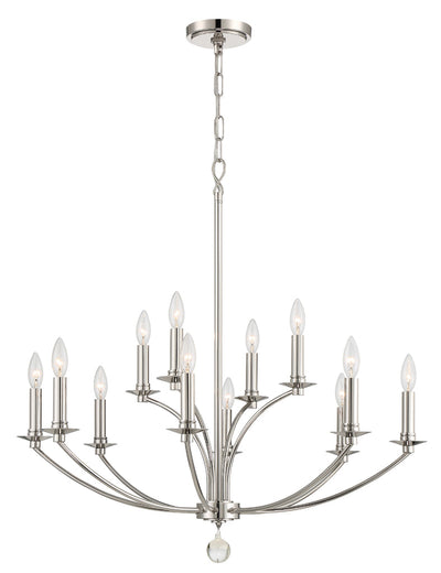 Mila 12 Light Polished Nickel Chandelier Chandelier Crystorama