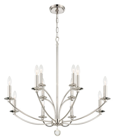 Mila 12 Light Polished Nickel Chandelier Chandelier Crystorama