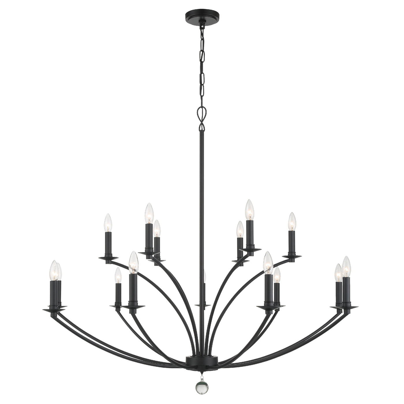 Mila 15 Light Black Chandelier Chandelier Crystorama