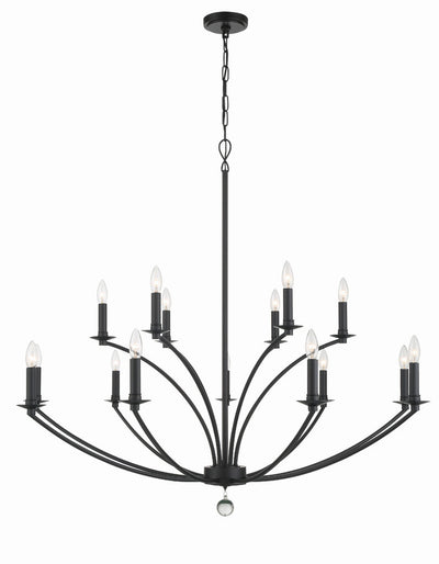 Mila 15 Light Black Chandelier Chandelier Crystorama