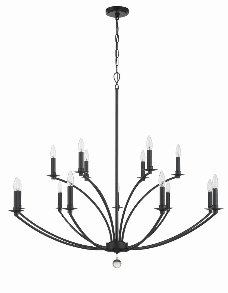 Mila 15 Light Black Chandelier Chandelier Crystorama