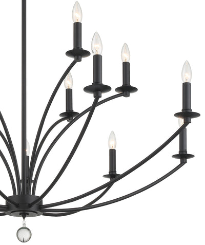 Mila 15 Light Black Chandelier Chandelier Crystorama