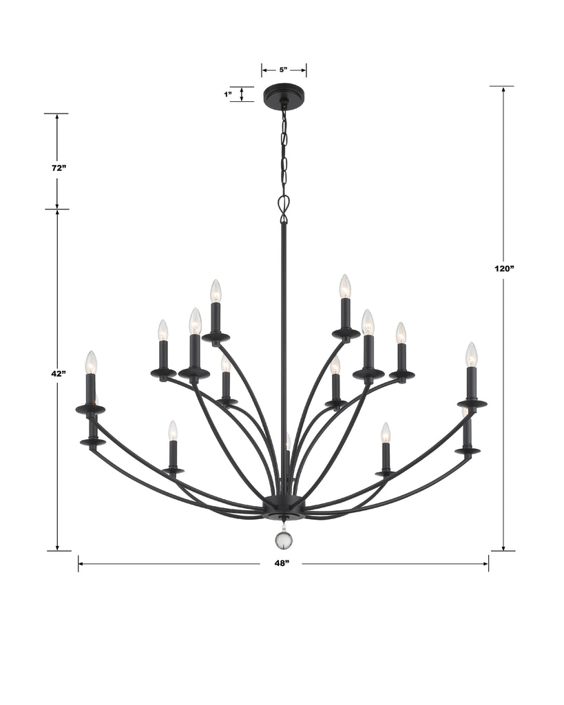 Mila 15 Light Black Chandelier Chandelier Crystorama