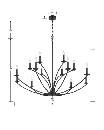 Mila 15 Light Black Chandelier Chandelier Crystorama