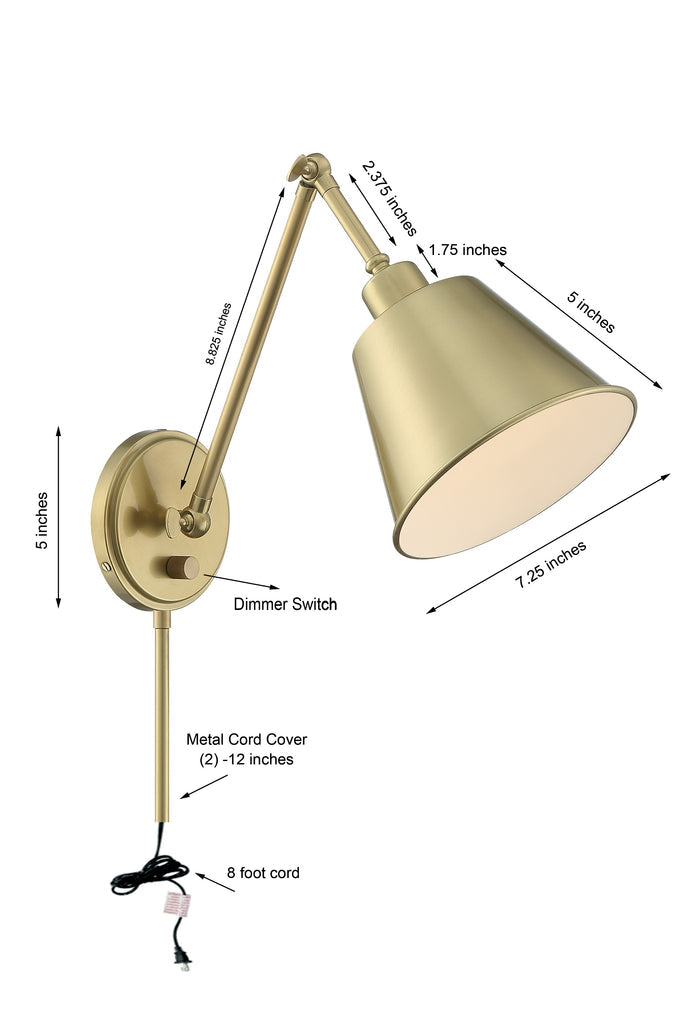 Mitchell 1 Light Aged Brass Task Sconce Wall Sconce Crystorama