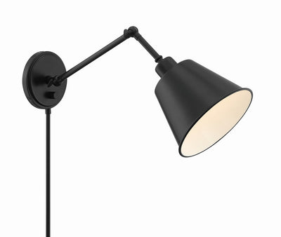 Mitchell 1 Light Matte Black Task Sconce Wall Sconce Crystorama