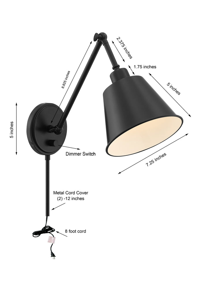 Mitchell 1 Light Matte Black Task Sconce Wall Sconce Crystorama