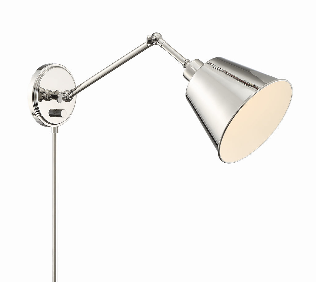 Mitchell 1 Light Polished Nickel Task Sconce Wall Sconce Crystorama