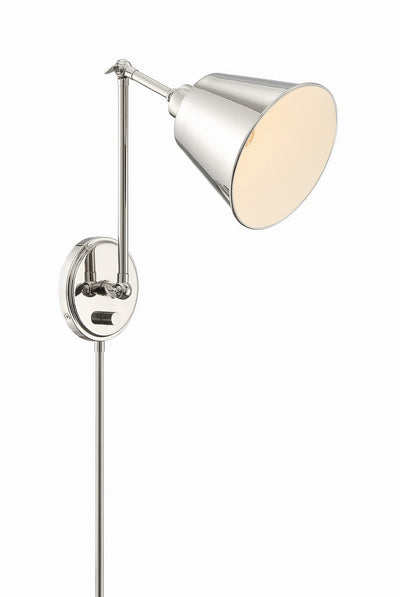 Mitchell 1 Light Polished Nickel Task Sconce Wall Sconce Crystorama