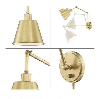 Mitchell 1 Light Aged Brass Task Sconce Wall Sconce Crystorama