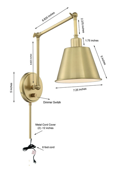 Mitchell 1 Light Aged Brass Task Sconce Wall Sconce Crystorama