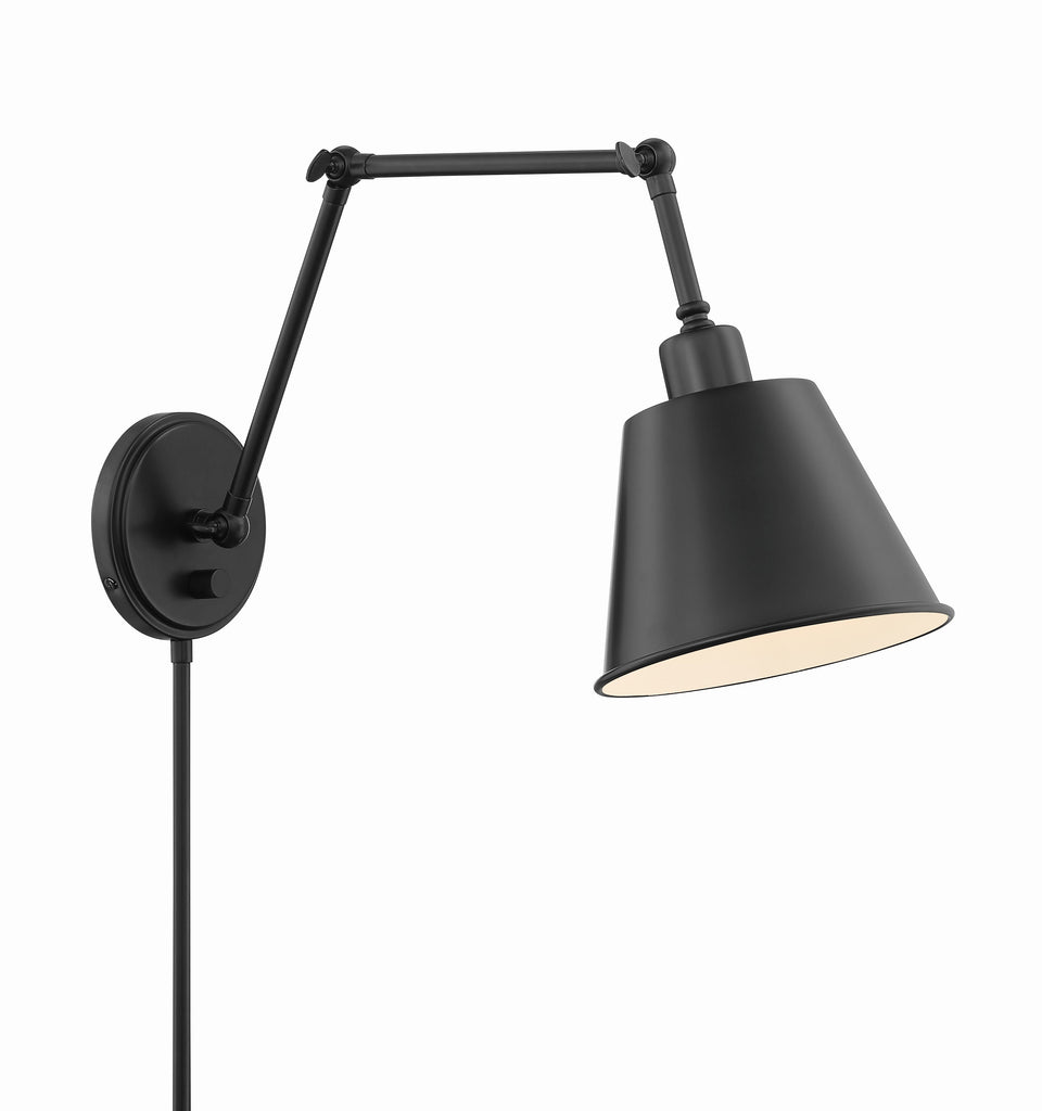 Mitchell 1 Light Matte Black Task Sconce Wall Sconce Crystorama