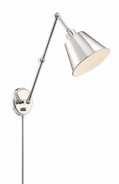 Mitchell 1 Light Polished Nickel Task Sconce Wall Sconce Crystorama