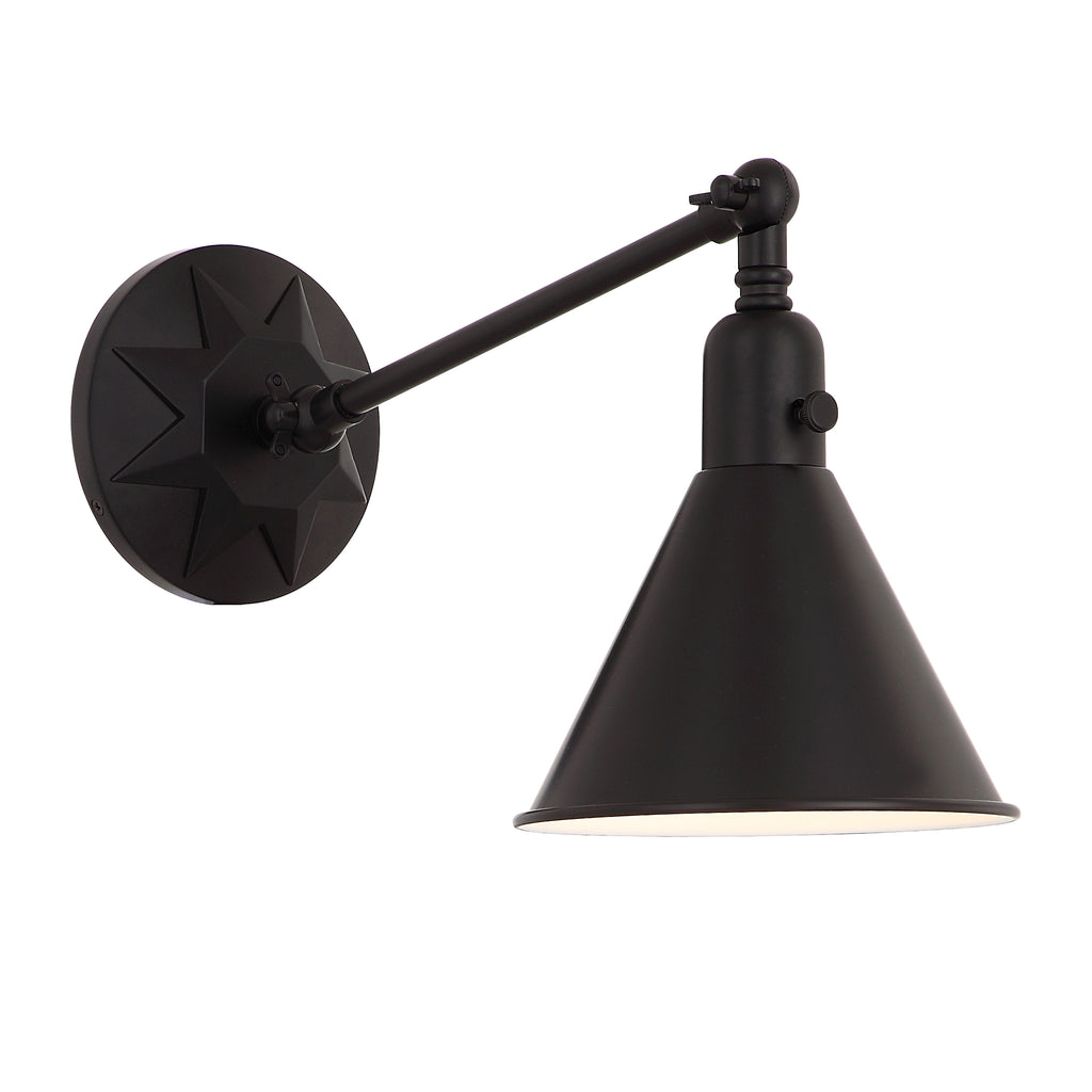 Morgan 1 Light Matte Black Task Sconce Wall Sconce Crystorama