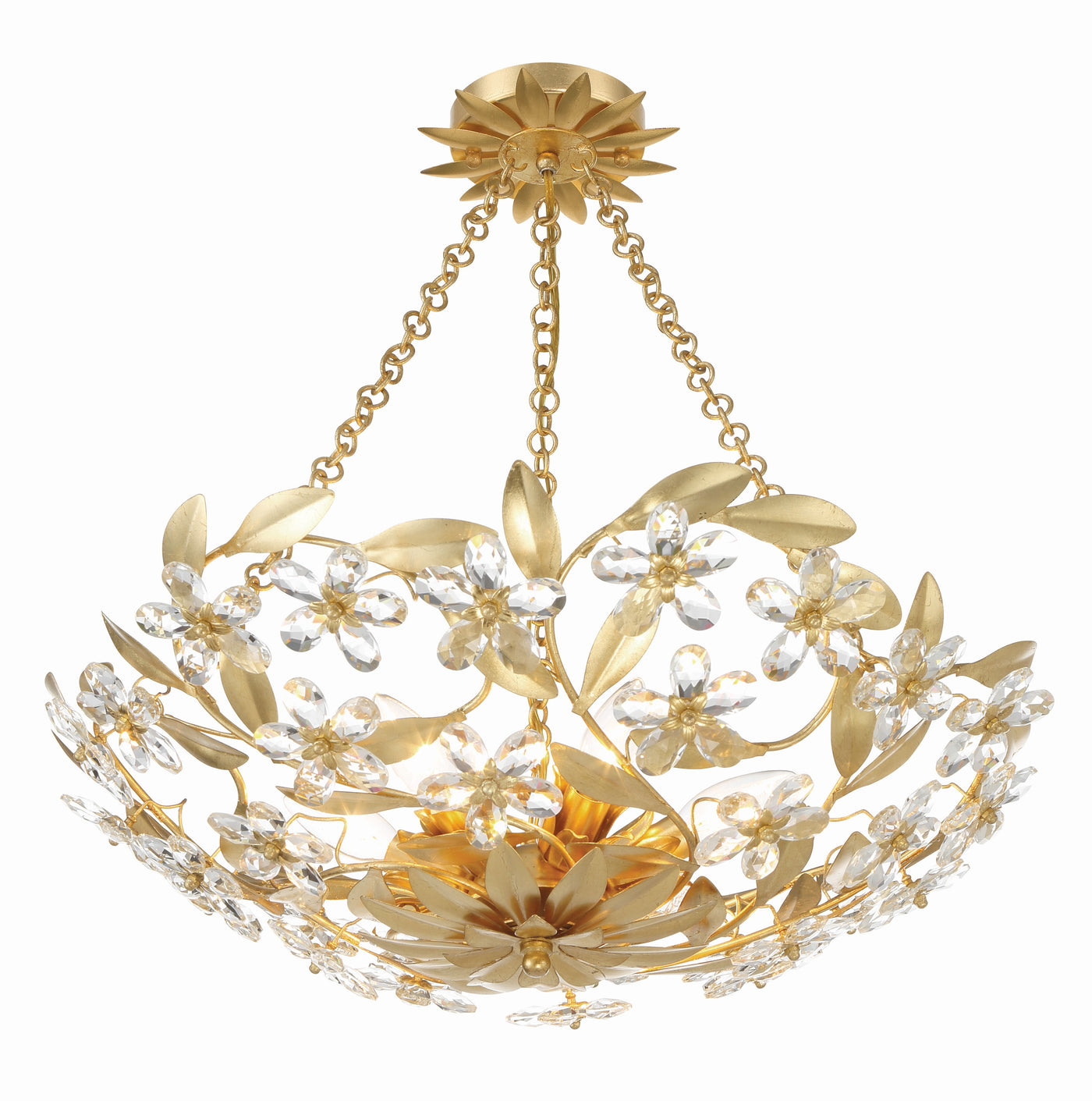 Marselle 6 Light Antique Gold Semi Flush Mount Semi Flush Crystorama