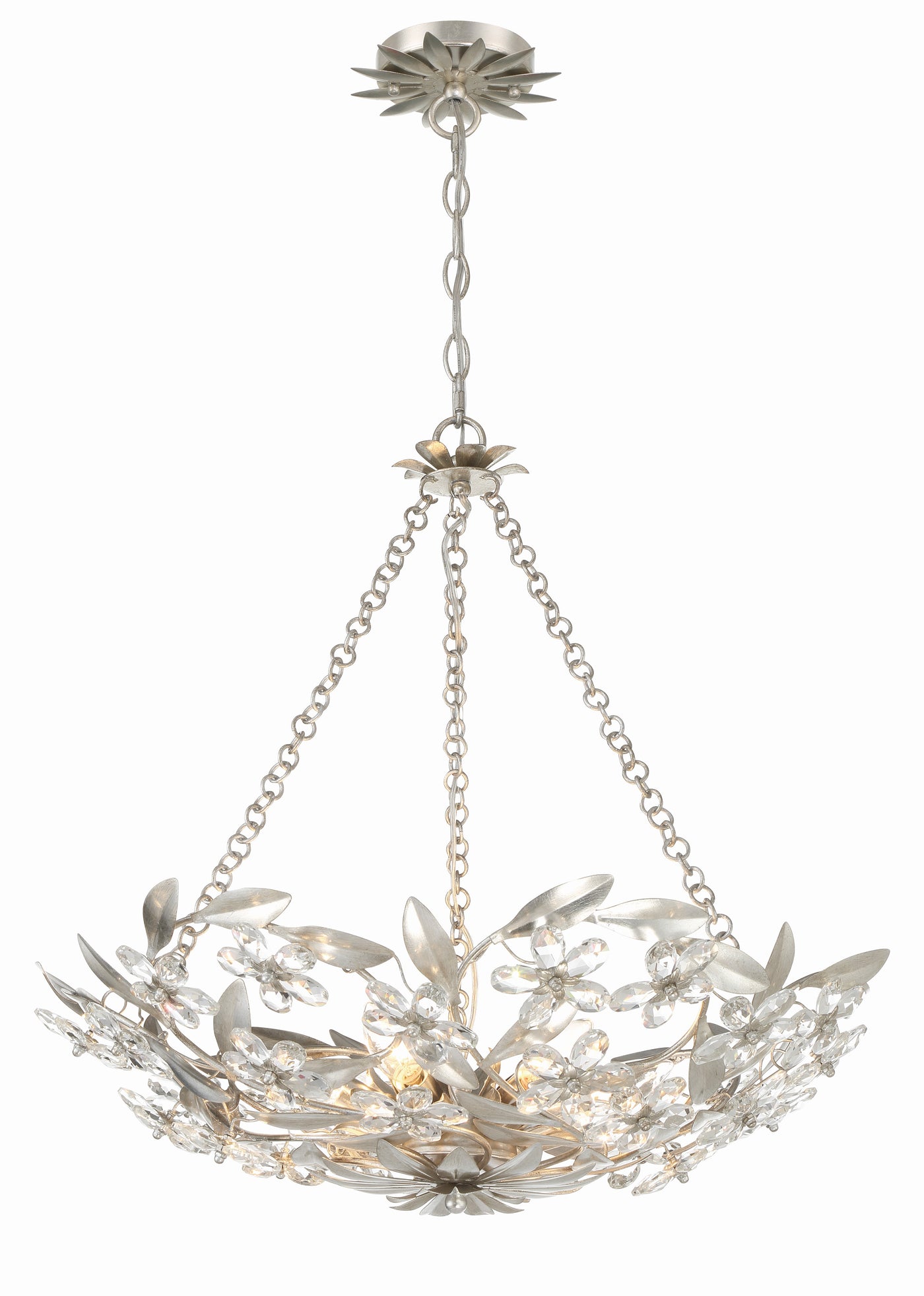 Marselle 6 Light Antique Silver Chandelier Chandelier Crystorama