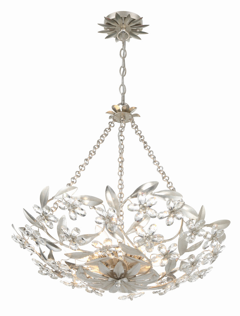 Marselle 6 Light Antique Silver Chandelier Chandelier Crystorama