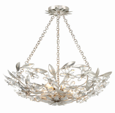 Marselle 6 Light Antique Silver Chandelier Chandelier Crystorama