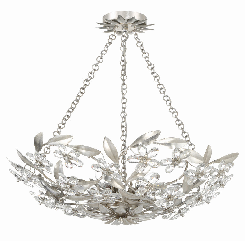 Marselle 6 Light Antique Silver Chandelier Chandelier Crystorama