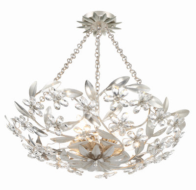 Marselle 6 Light Antique Silver Semi Flush Mount Semi Flush Crystorama