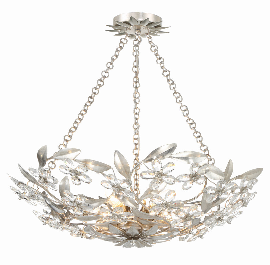 Marselle 6 Light Antique Silver Semi Flush Mount Semi Flush Crystorama