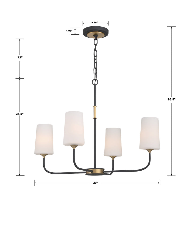 Niles 4 Light Black Forged + Modern Gold Chandelier Chandelier Crystorama