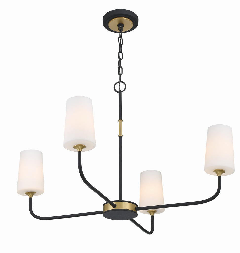 Niles 4 Light Black Forged + Modern Gold Chandelier Chandelier Crystorama