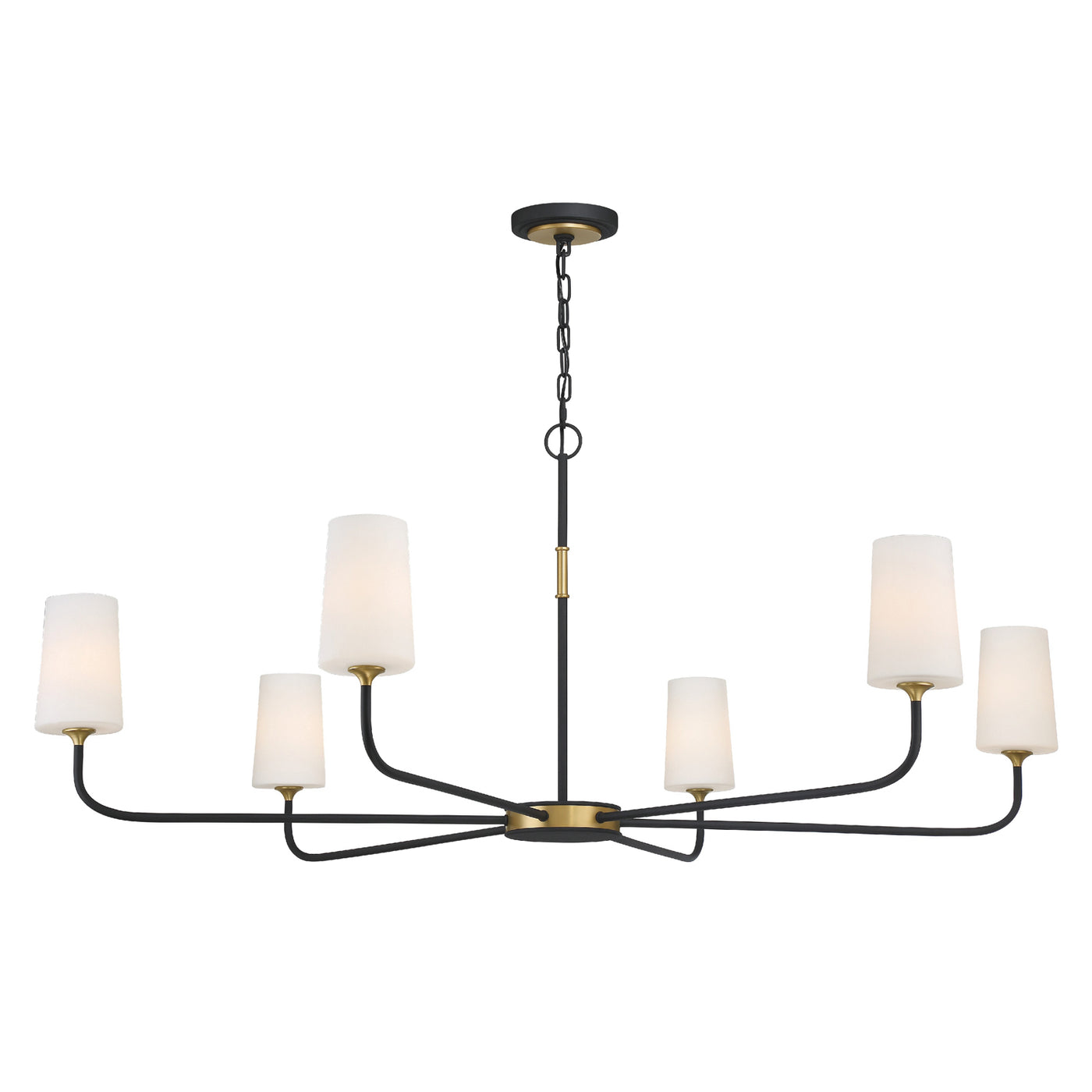 Niles 6 Light Black Forged + Modern Gold Chandelier Chandelier Crystorama