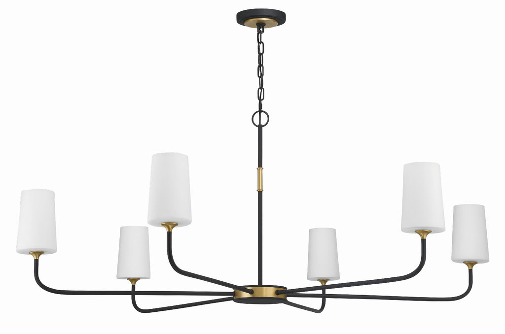 Niles 6 Light Black Forged + Modern Gold Chandelier Chandelier Crystorama