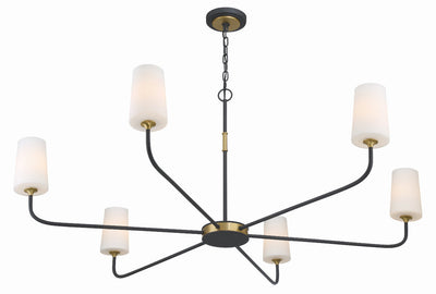 Niles 6 Light Black Forged + Modern Gold Chandelier Chandelier Crystorama