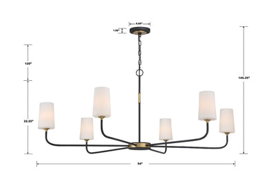 Niles 6 Light Black Forged + Modern Gold Chandelier Chandelier Crystorama