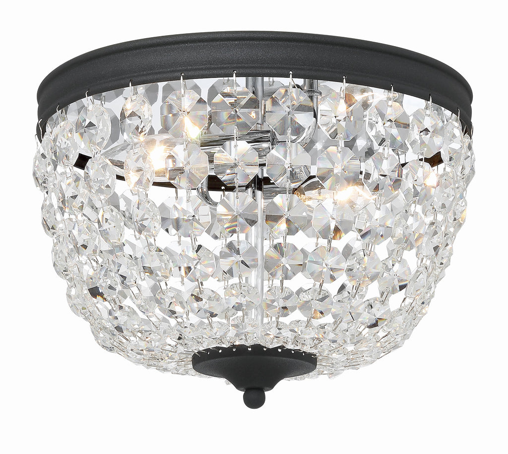 Nola 2 Light Black Forged Flush Mount Semi Flush Crystorama