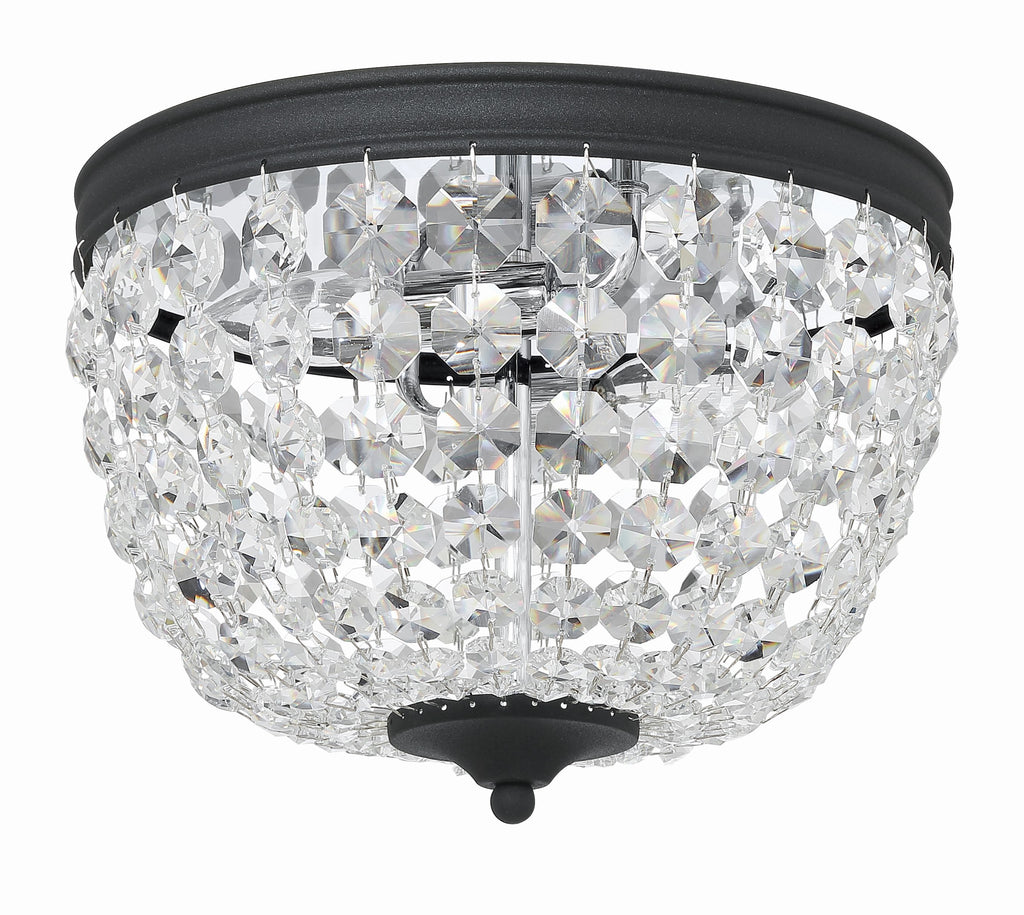 Nola 2 Light Black Forged Flush Mount Semi Flush Crystorama