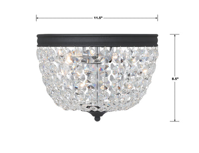 Nola 2 Light Black Forged Flush Mount Semi Flush Crystorama