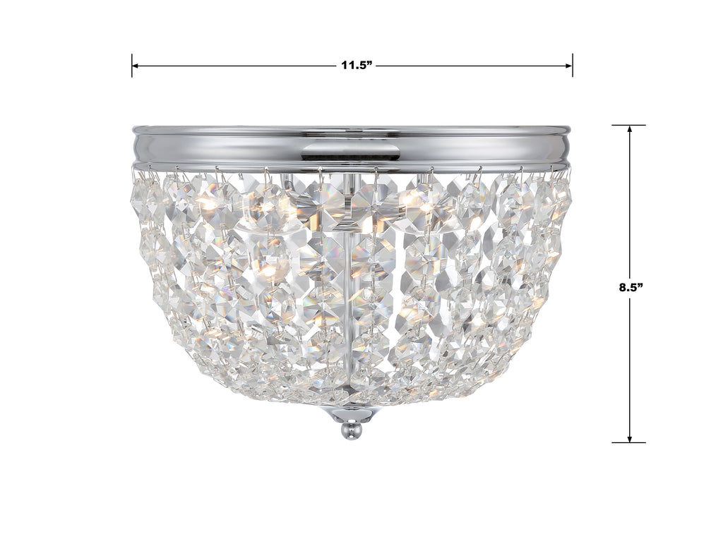 Nola 2 Light Polished Chrome Flush Mount Semi Flush Crystorama