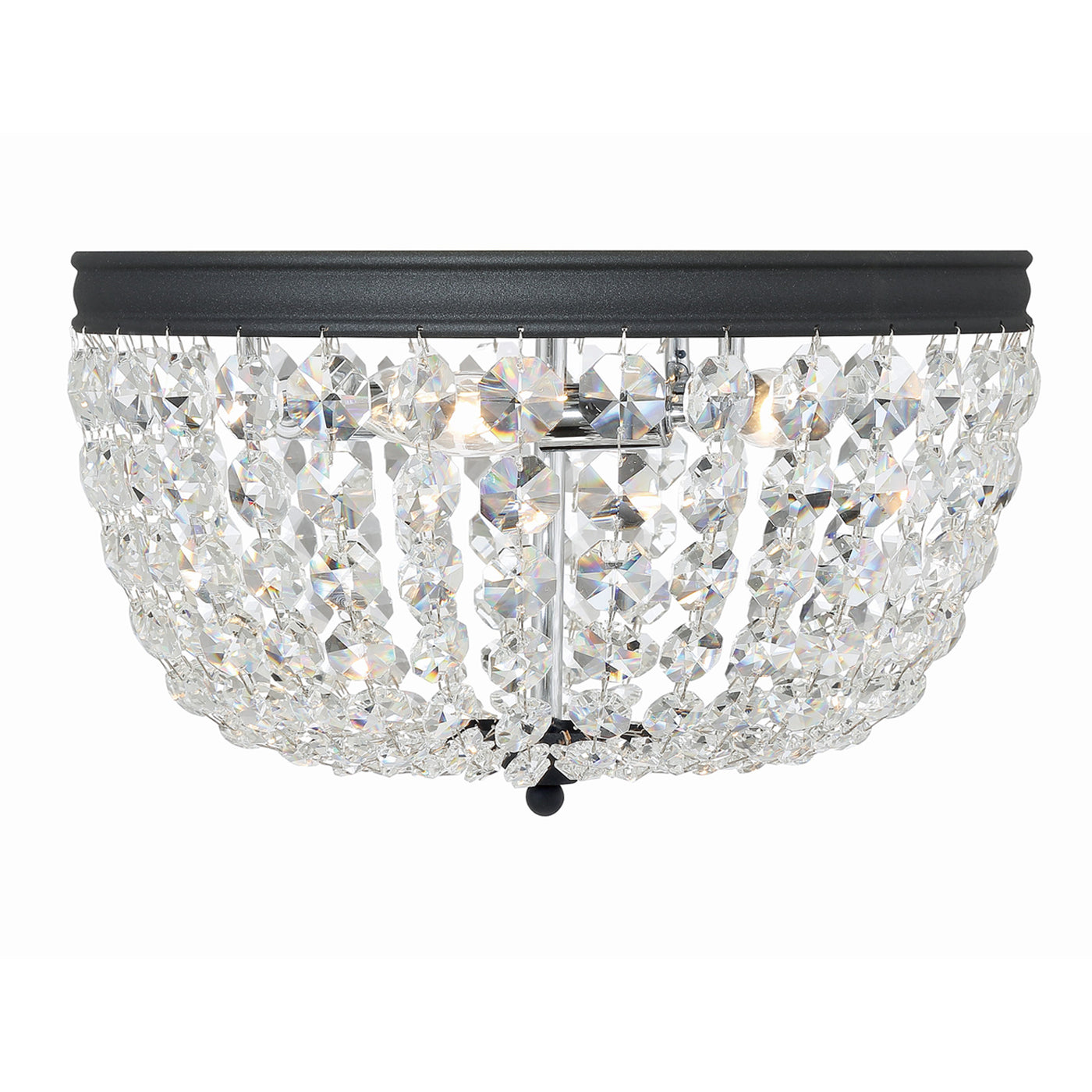 Nola 3 Light Black Forged Flush Mount Semi Flush Crystorama