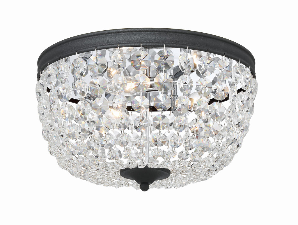 Nola 3 Light Black Forged Flush Mount Semi Flush Crystorama