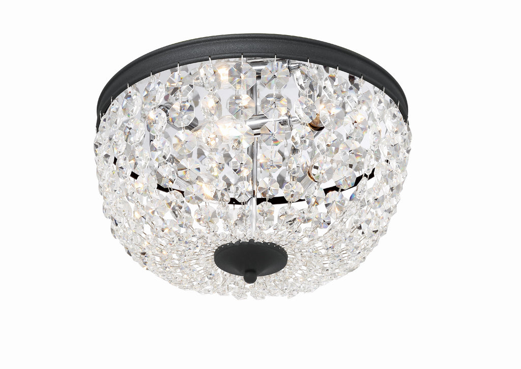 Nola 3 Light Black Forged Flush Mount Semi Flush Crystorama